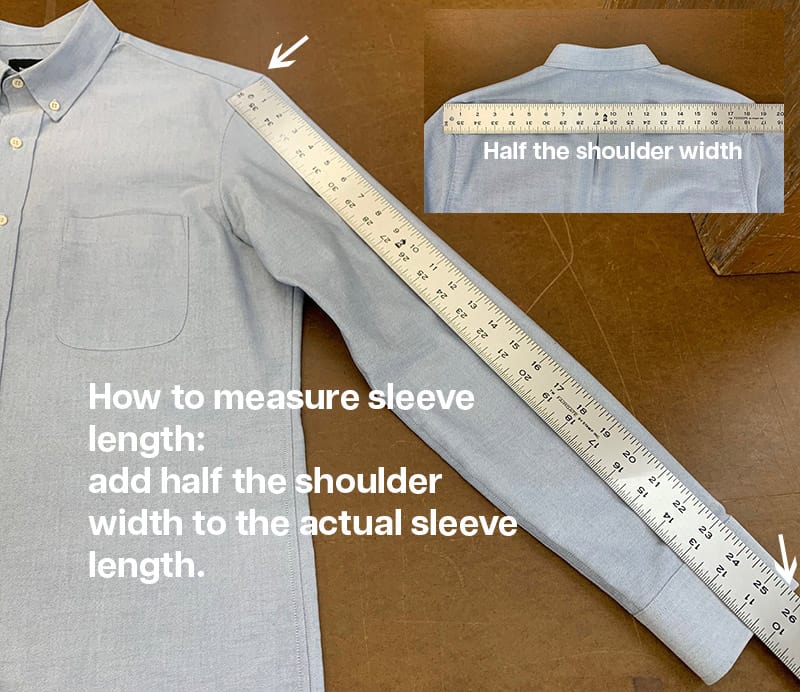 How to measure mens shirts: sleeve length