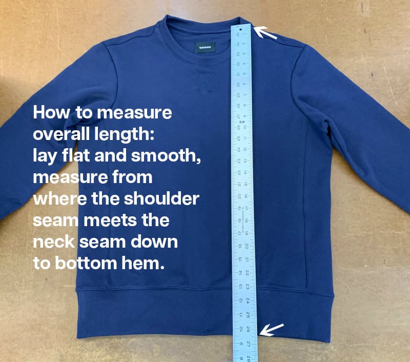 How to Measure Men's Sweatshirts:How to overall length
