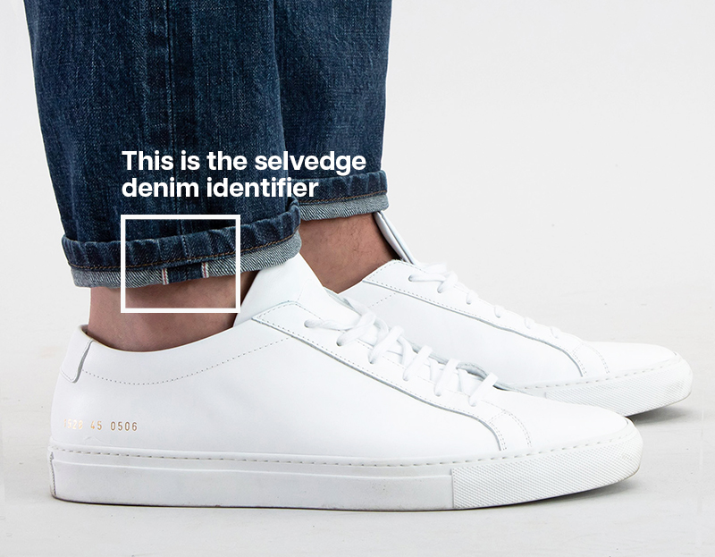 Selvedge denim jeans with common project sneakers