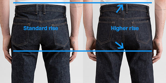 High rise jeans for men