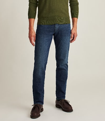 Business Casual Jeans in Dark Wash and Tonal Stitching by Bonobos.
